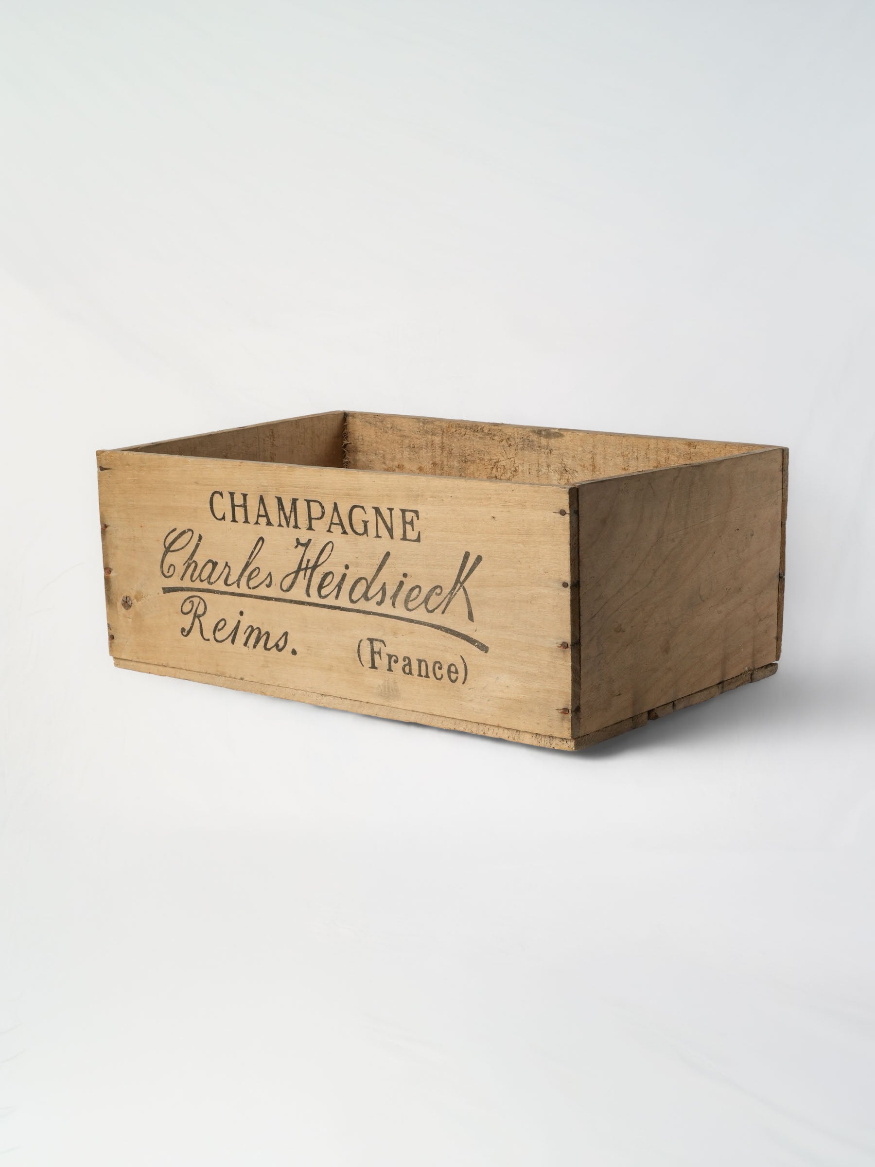Mid 20th century French champagne crate - Charles Heidsieck Reims, 20¾" x 13¾"
