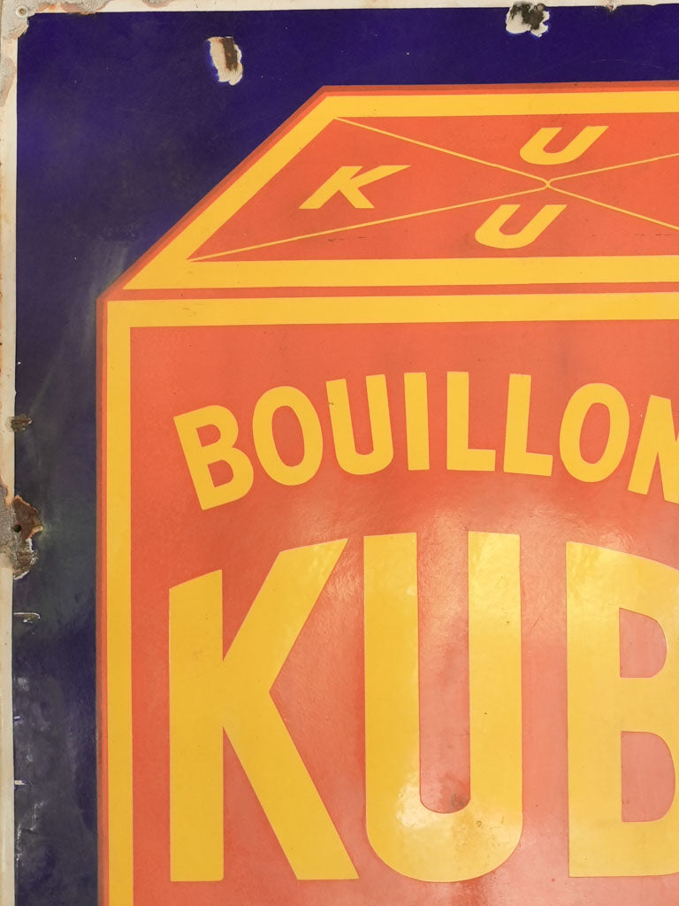 Large Vintage Boullion Kub tole sign 39"