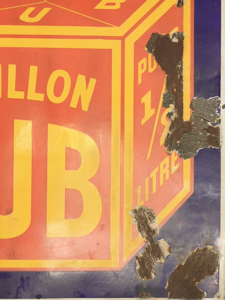 Large Vintage Boullion Kub tole sign 39"