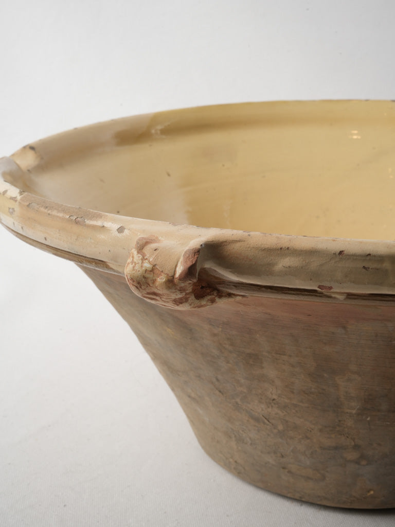Large 19th-Century Provençal Tian Bowl W/ Handles - 22"