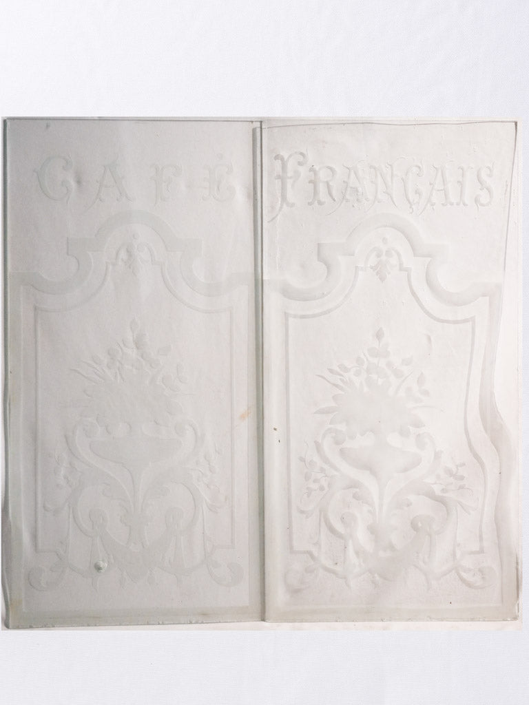 Two salvaged bistro glass windows - Cafe Français 47¼