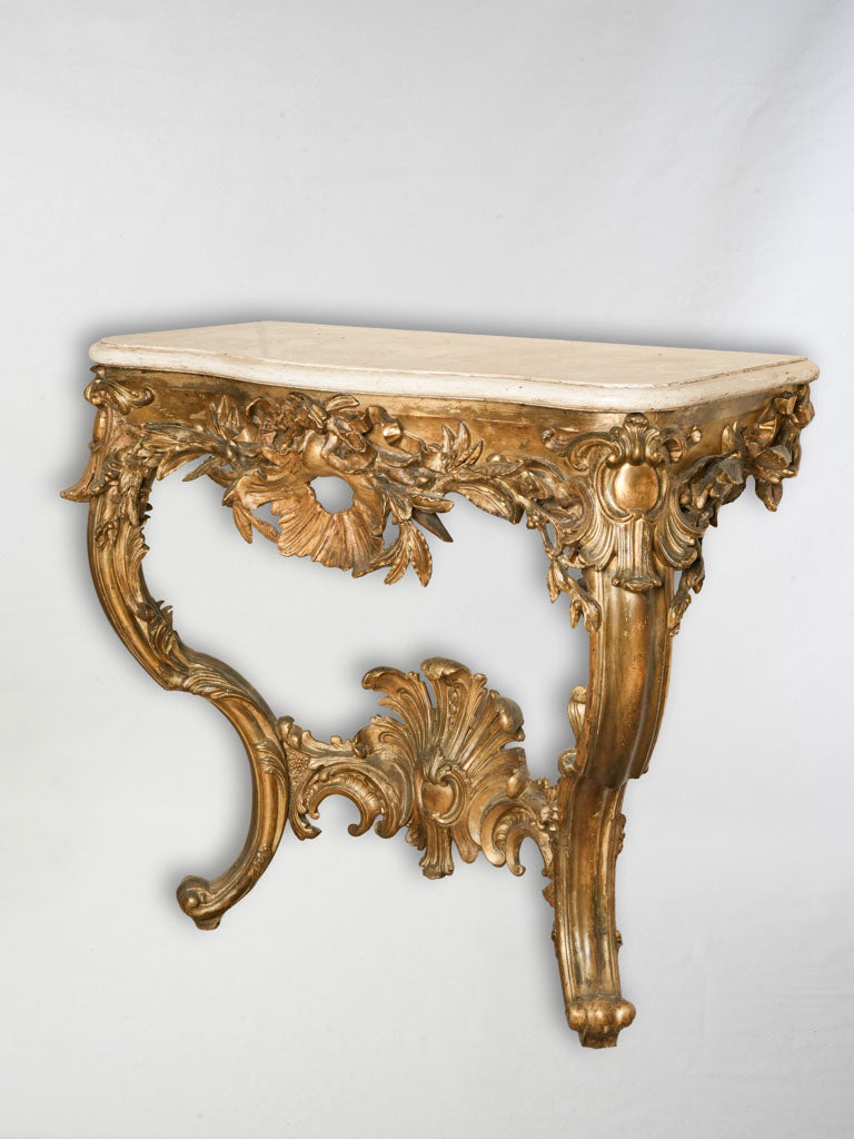 Exuberant 19th Century Italian Giltwood Wall Console - 33¾"