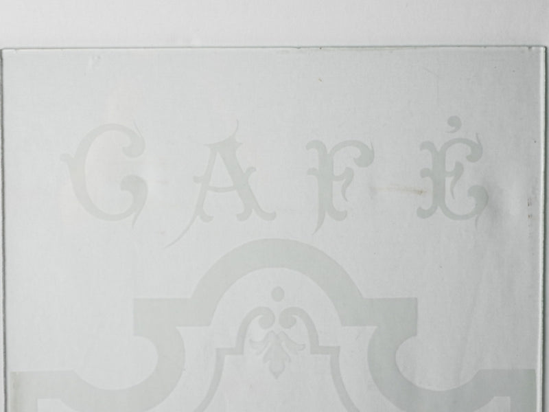 Two salvaged bistro glass windows - Cafe Français 47¼" x 23¾"