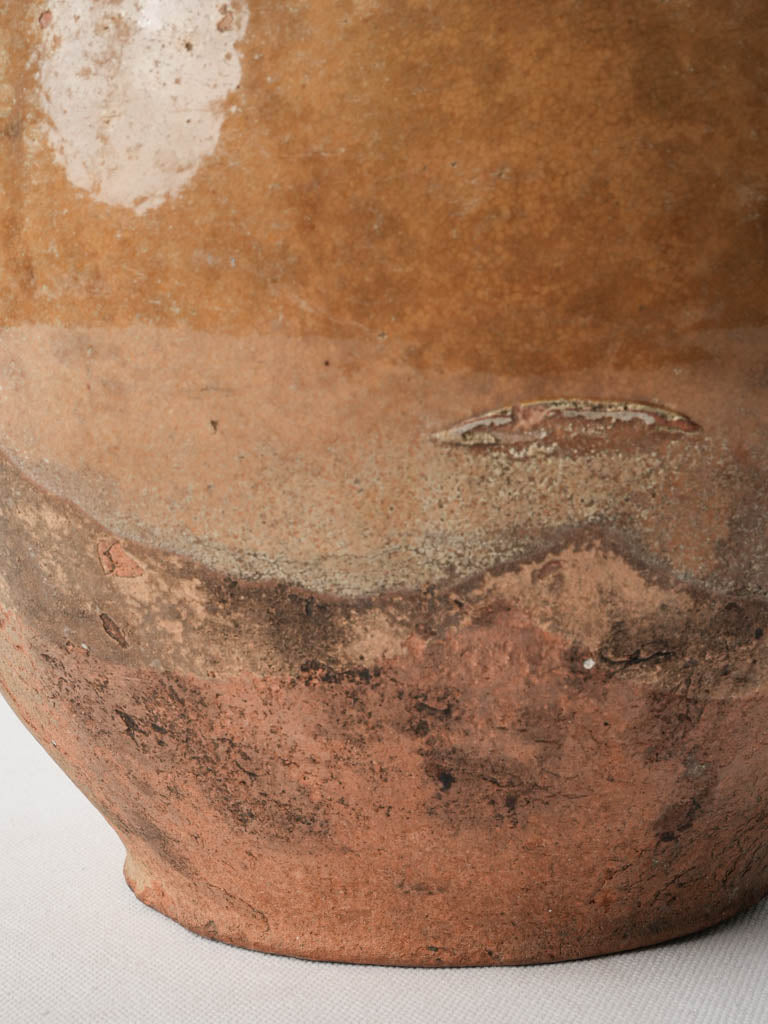 Large 19th-Century French Confit Pot From Cevennes W/ Sienna Glaze - 11"