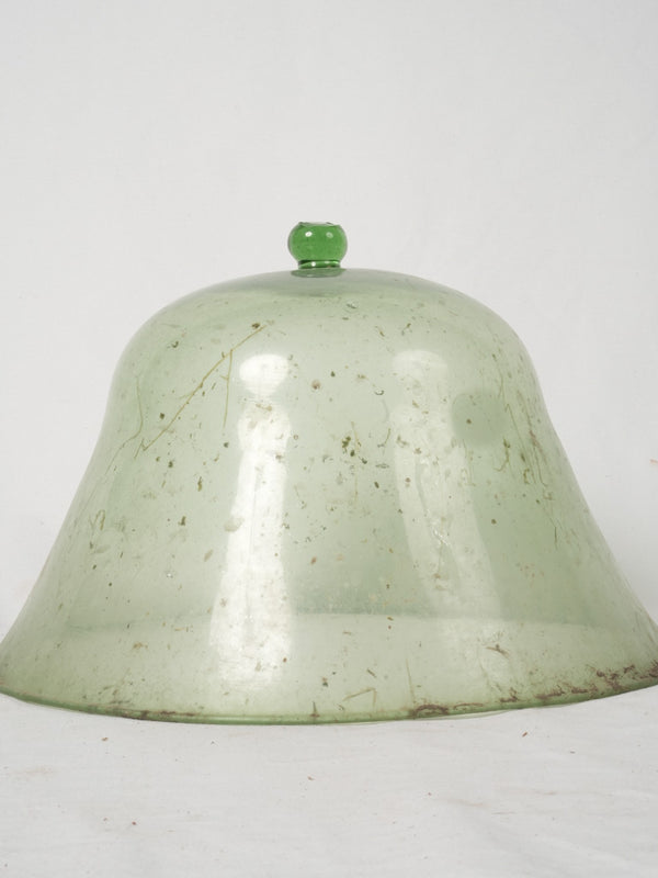 19th-century French glass melon cloche 13"