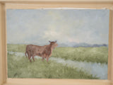 Sweet brown cow in a serene landscape