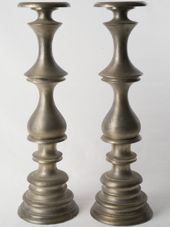 Aged patina metal candlesticks  