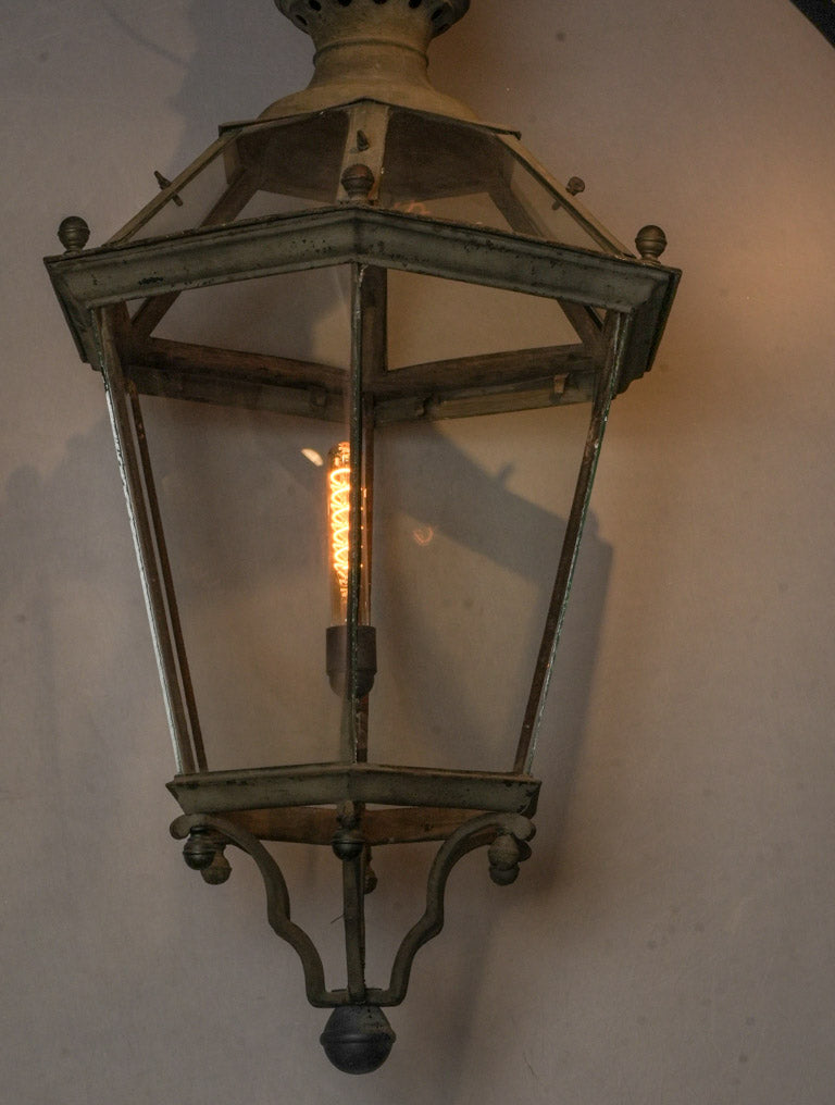 Elegant patina-finished iron lantern  