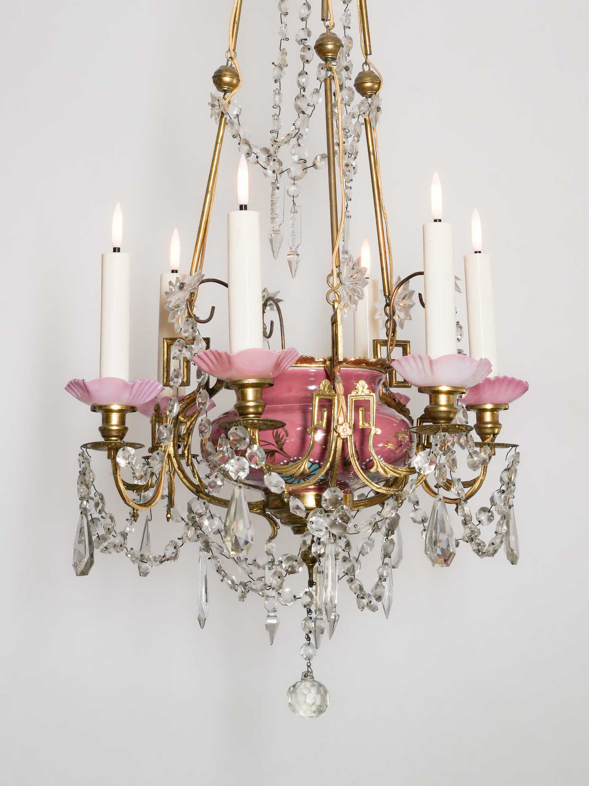 Exuberant French Napoleon III-Style Six-Light Chandelier - 43¼" x 19¾"