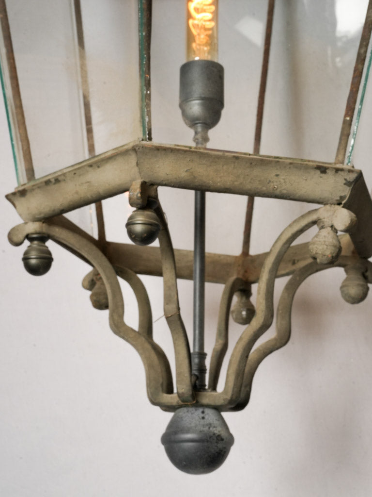 Aged putty-grey painted lantern  