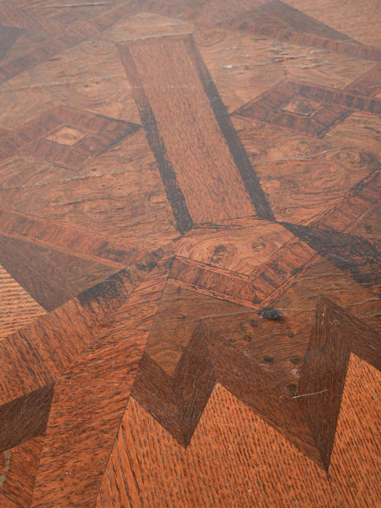 Warm toned walnut marquetry table  