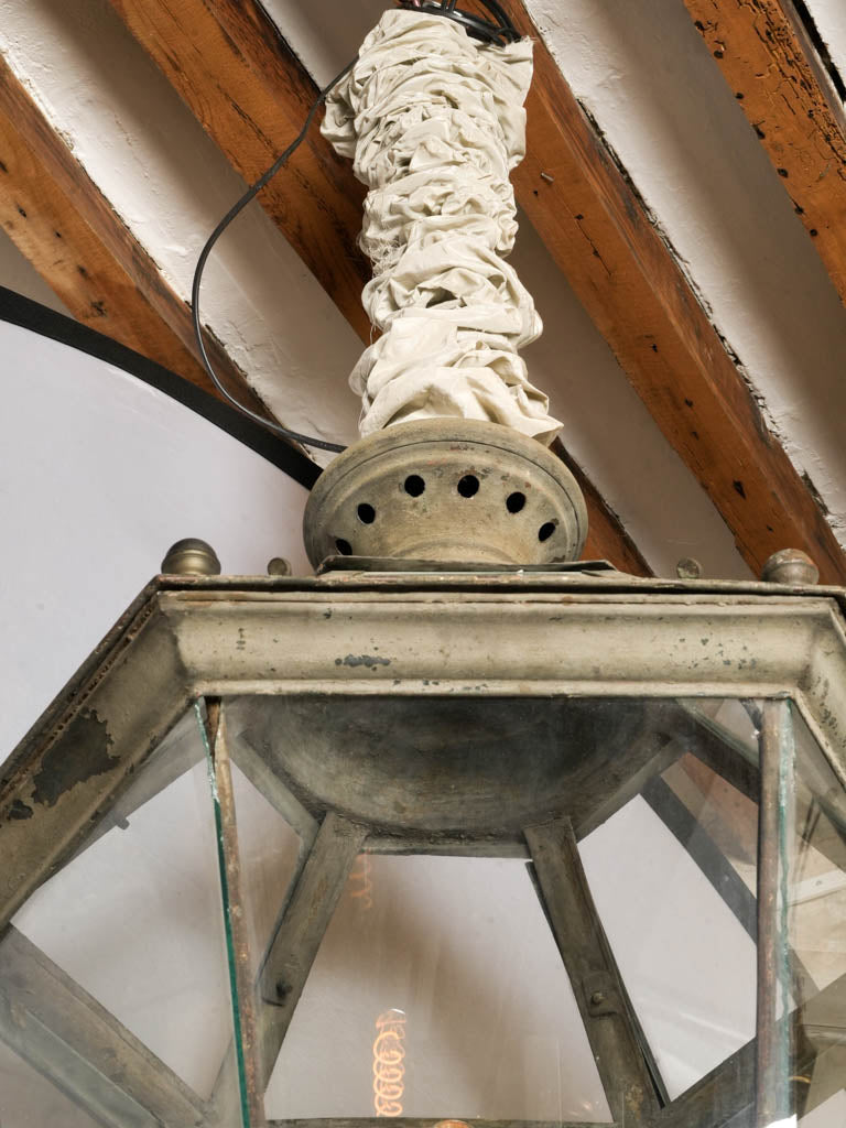Historic glass-paneled hexagonal lantern  
