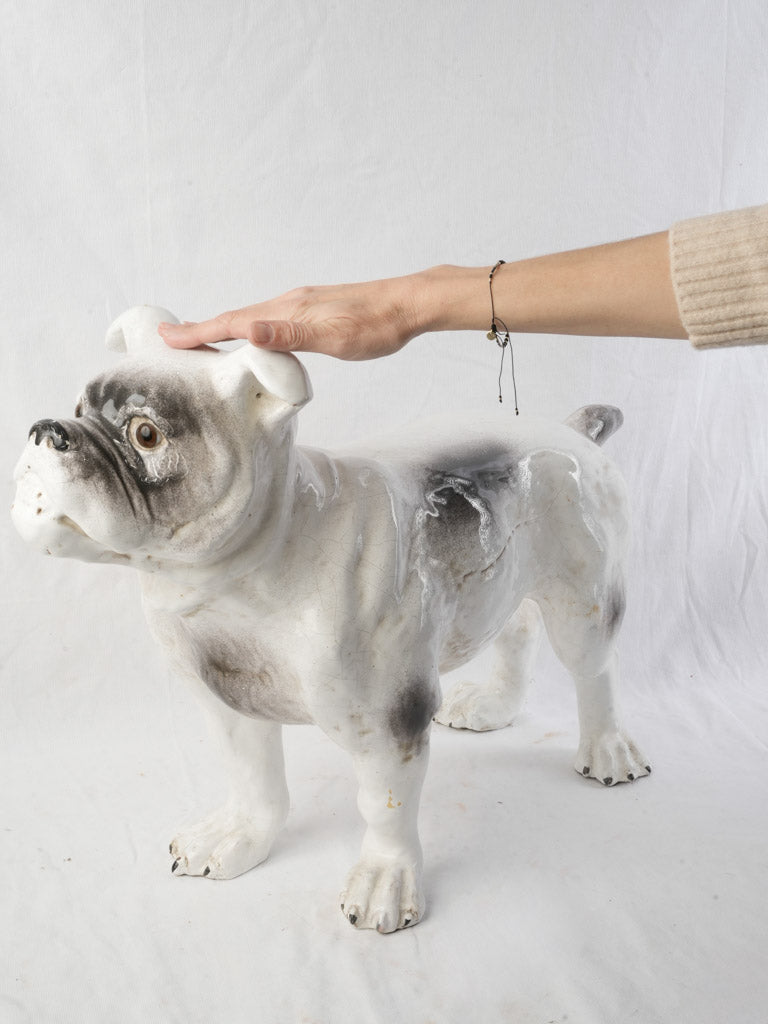 Life-Size Late 19th-Century French Earthenware Bulldog by the Bavent M