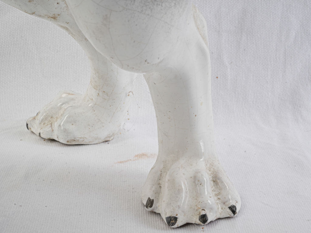 Sturdy glazed earthenware bulldog form  