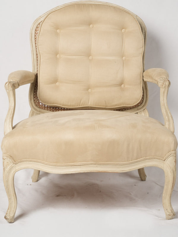 20th-century pair of French armchairs w/ removable cushions & cane backs