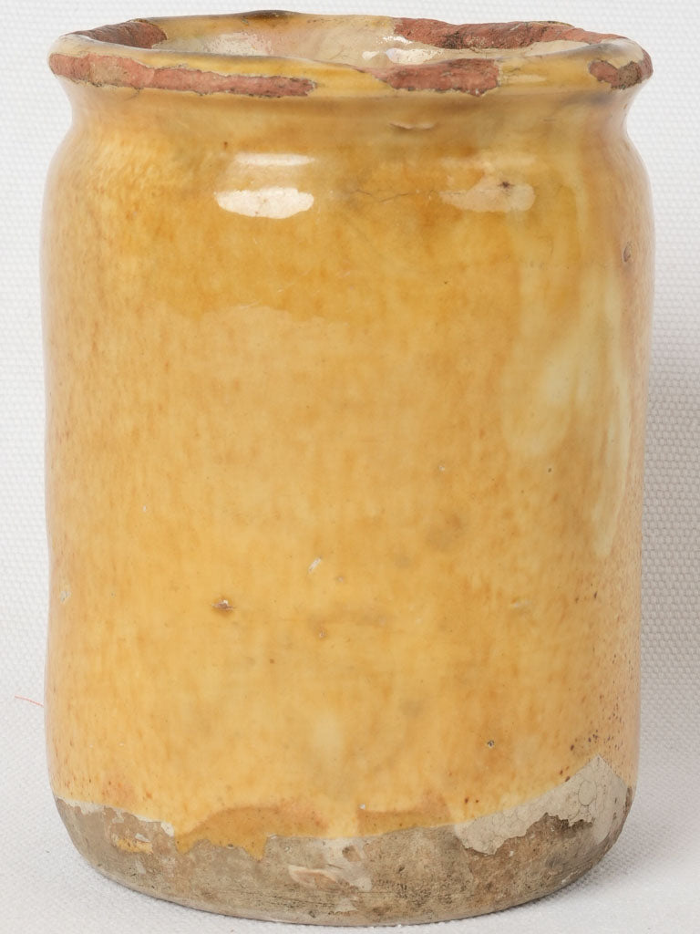 Vintage slender French ocher glazed pot