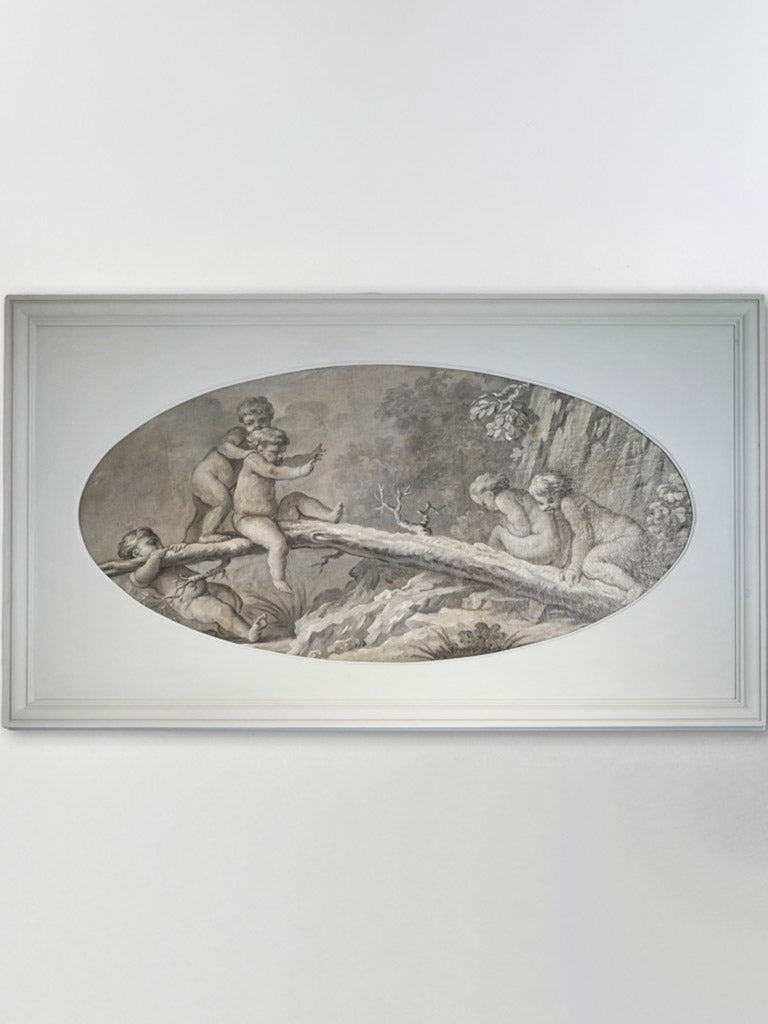 Large 18th Century Grisaille Panel with Putti - 35¾" x 60¼"