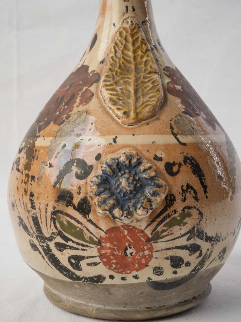 Hand-painted beige-glazed ceramic ewer