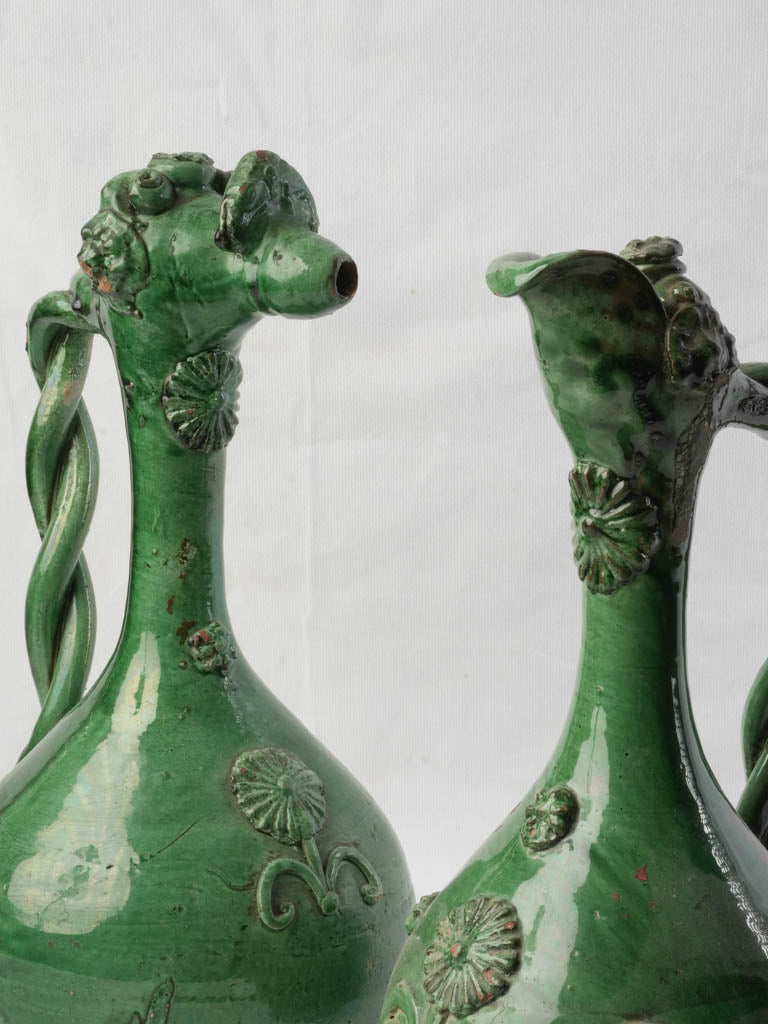 Emerald-green glazed ewers  