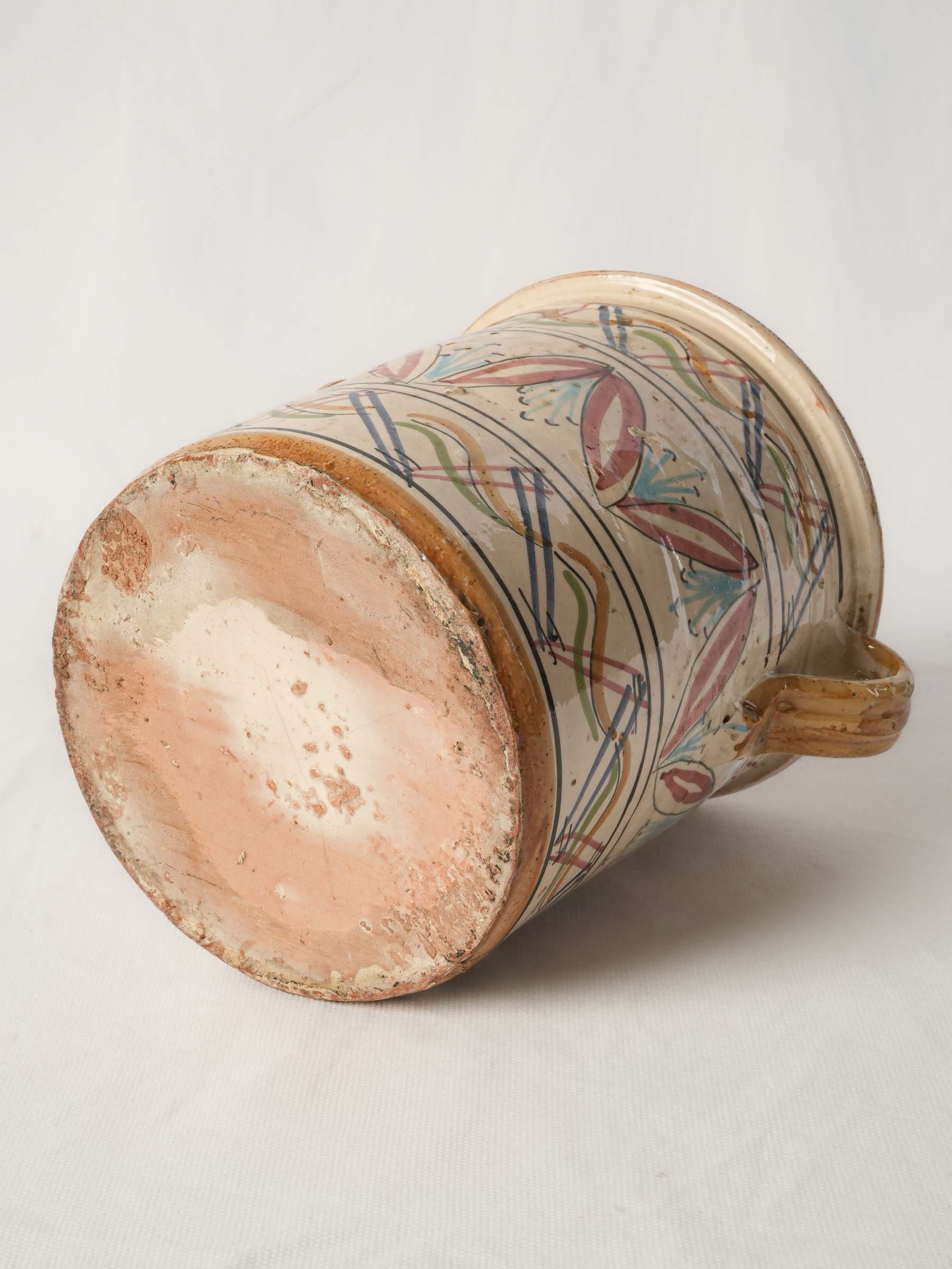 Colorful antique Italian maiolica preserving pot  - 7½"