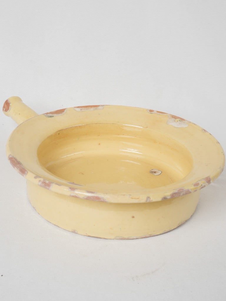 Aged, French, antique, yellow, bedside chamber pot