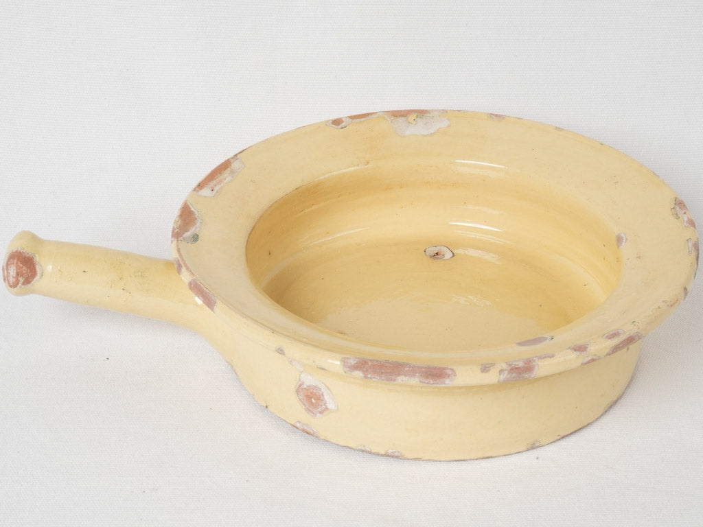 Yellow, broad-rimmed, French, antique, bedside chamber pot