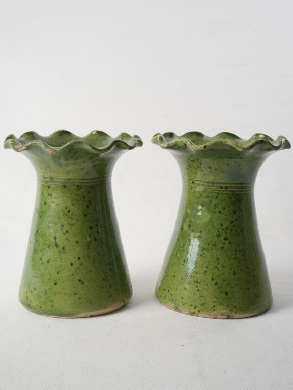 Artisanal Provence vases with rippled rims  