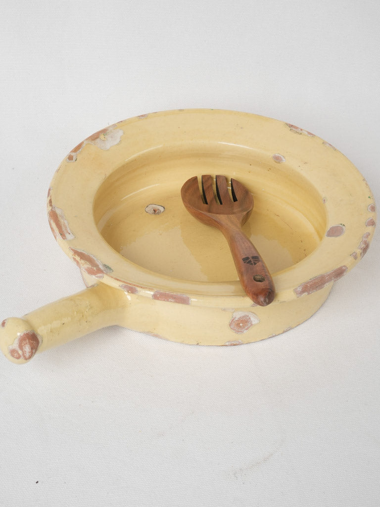 Aged, French, yellow, pottery, chamber pot