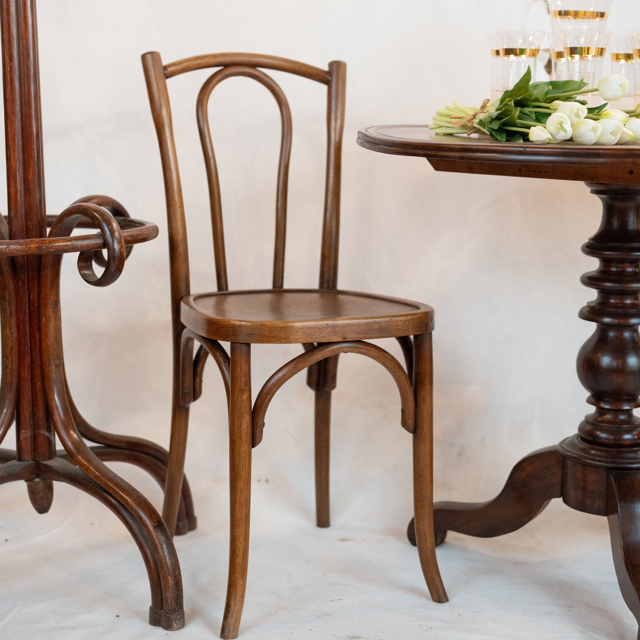 Aged L Buchon bistro style chairs