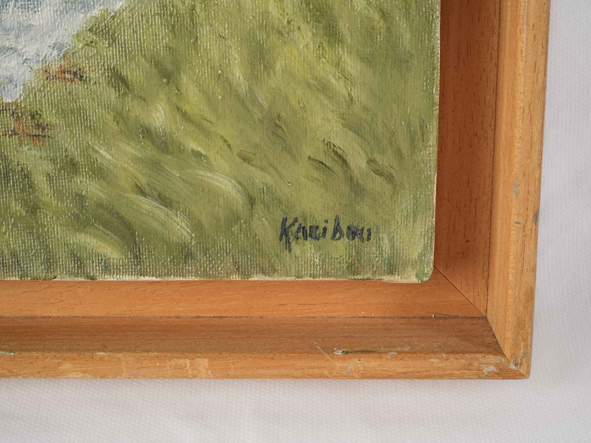 Small Contemporary Oil Painting of a White Hen by Karibou - 11" x 13"