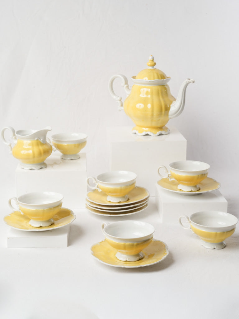 Cheerful Mid-20th Century Yellow Porcelain Tea Service for Six