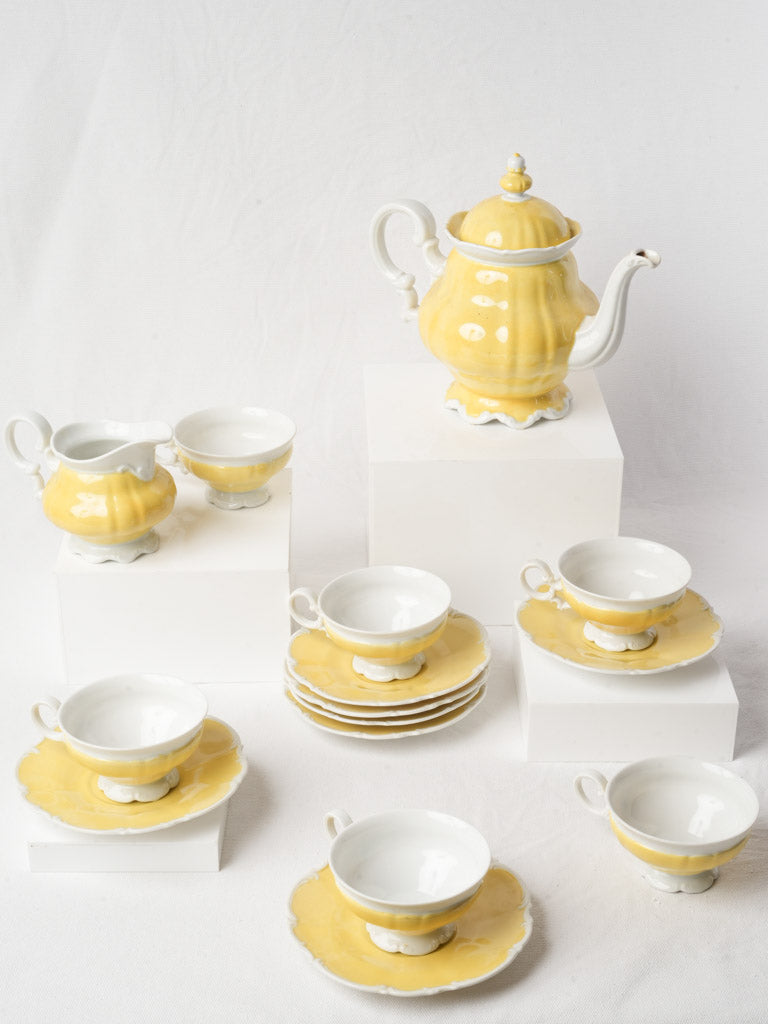 Cheerful Mid-20th Century Yellow Porcelain Tea Service for Six