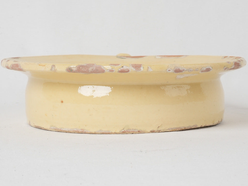 Vintage, aged, French, yellow-glazed, chamber pot