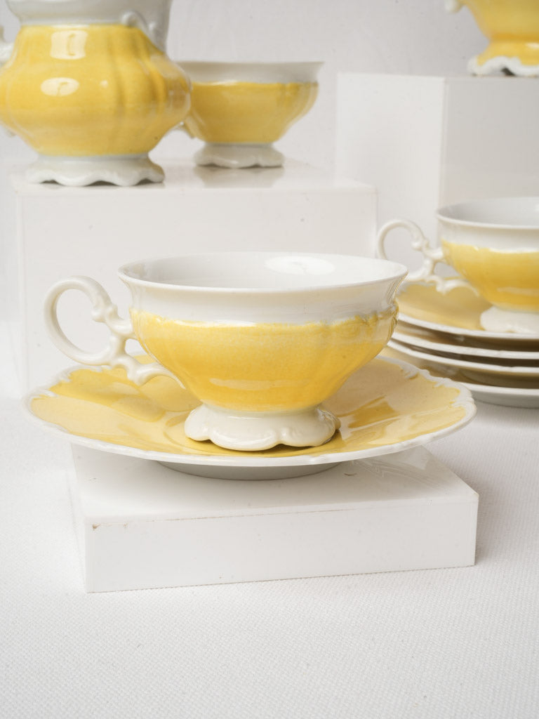 Cheerful Mid-20th Century Yellow Porcelain Tea Service for Six