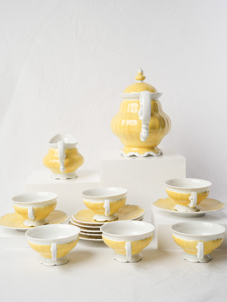 Cheerful Mid-20th Century Yellow Porcelain Tea Service for Six