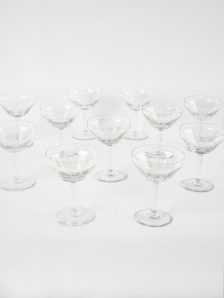 Set of 10 antique French Champagne coupes