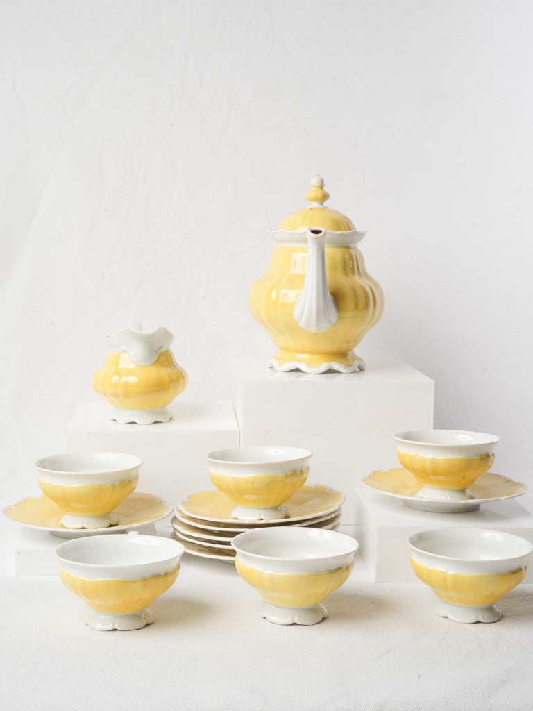 Cheerful Mid-20th Century Yellow Porcelain Tea Service for Six