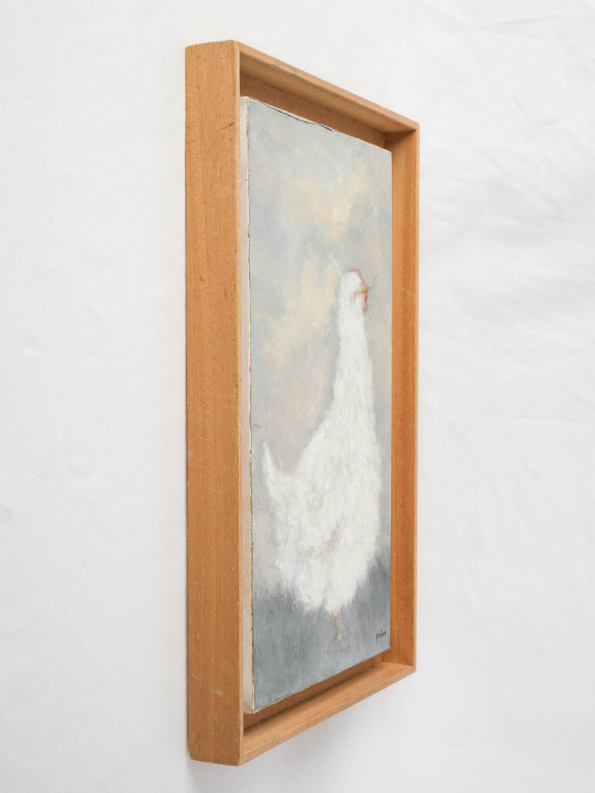 Contemporary Oil Painting of a White Hen by Karibou - 20¾" x 13¾"