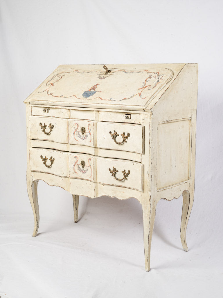 Early 20th Century Louis XV Style Painted Drop-Front Secretary Desk - 39½"