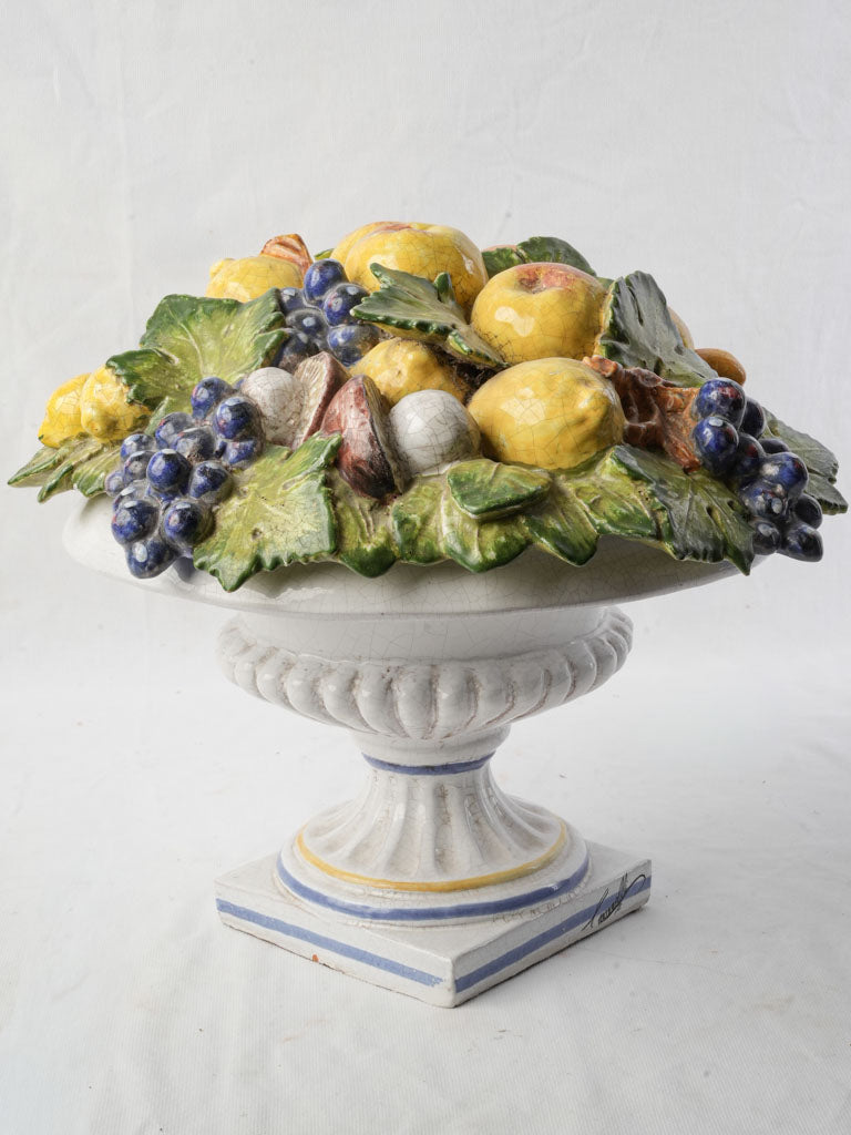 Large Italian Majolica Covered Urn by Ezio Ceccarelli c. 1900 - 13" x 17"