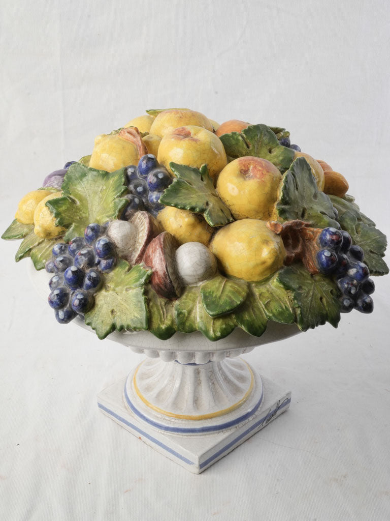 Large Italian Majolica Covered Urn by Ezio Ceccarelli c. 1900 - 13" x 17"