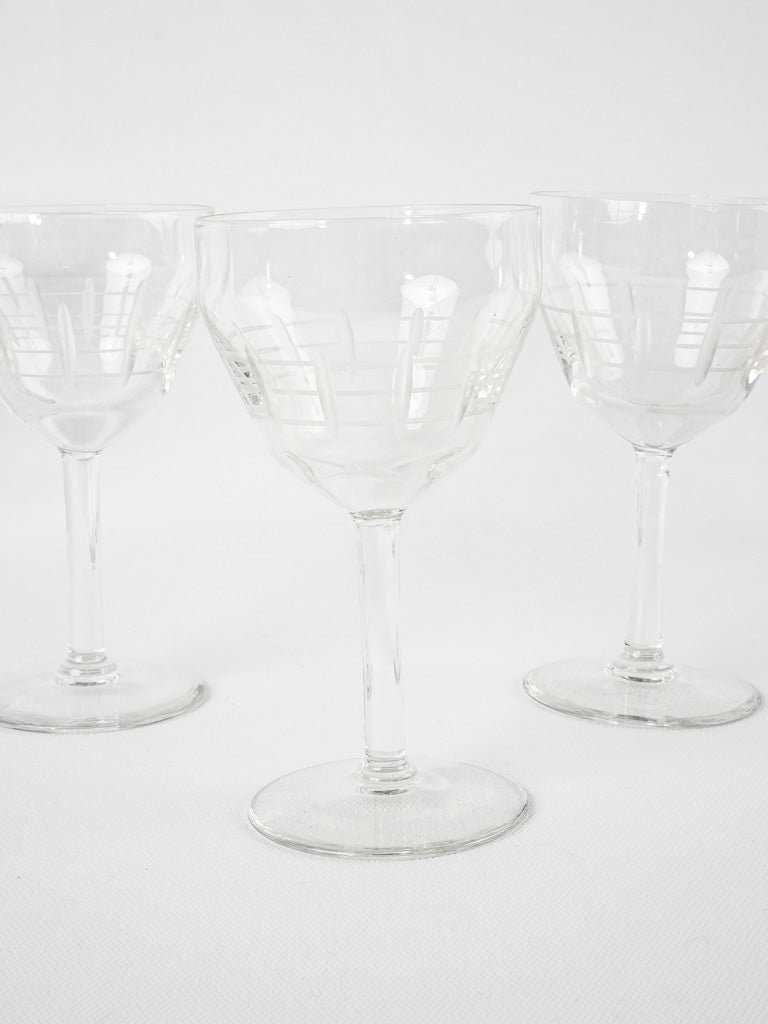 Set of twelve antique French crystal wine glasses – Chez Pluie