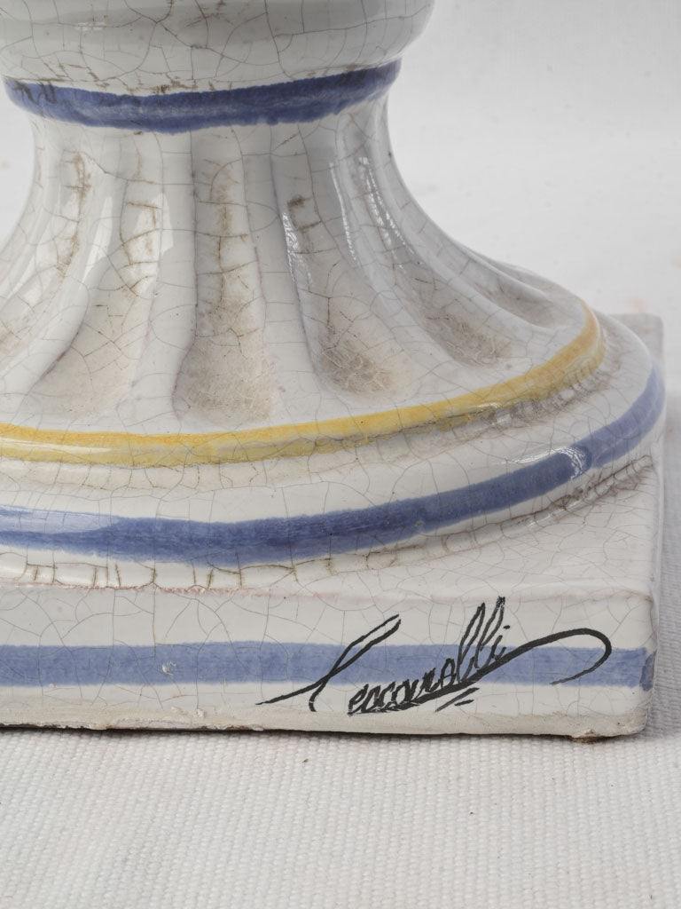 Large Italian Majolica Covered Urn by Ezio Ceccarelli c. 1900 - 13" x 17"