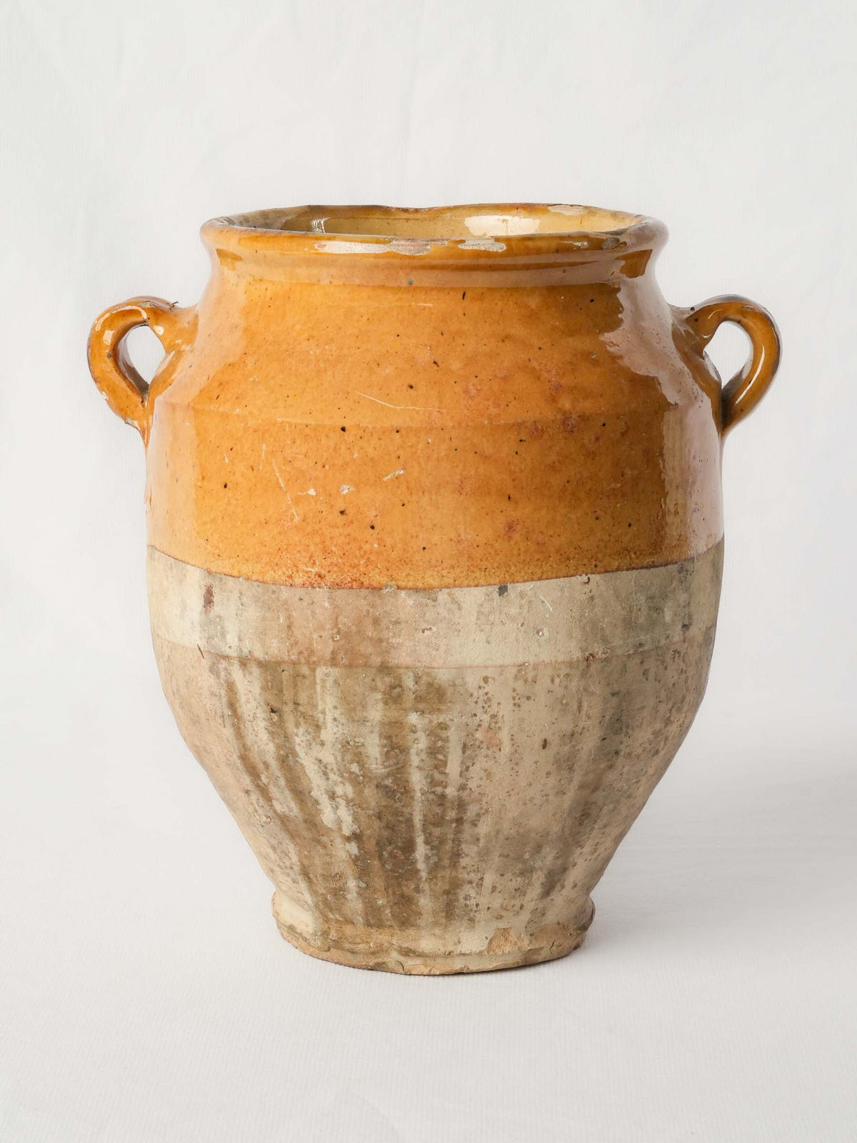 Antique French Ochre-Glazed Terracotta Confit Pot -9"
