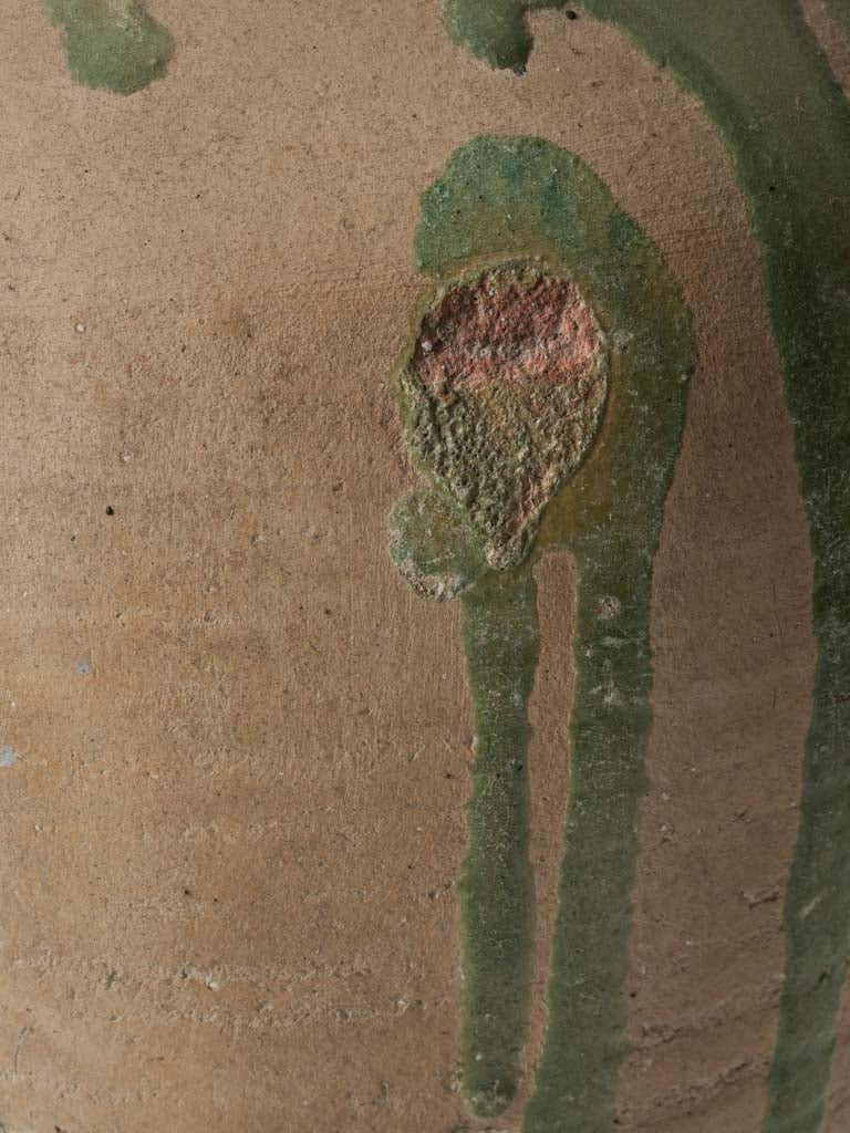 Spanish 19th-Century Terracotta Jug W/ Striking Green Glaze Drips - 16½"