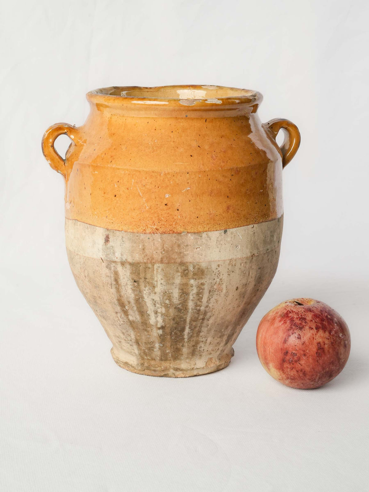 Antique French Ochre-Glazed Terracotta Confit Pot -9"