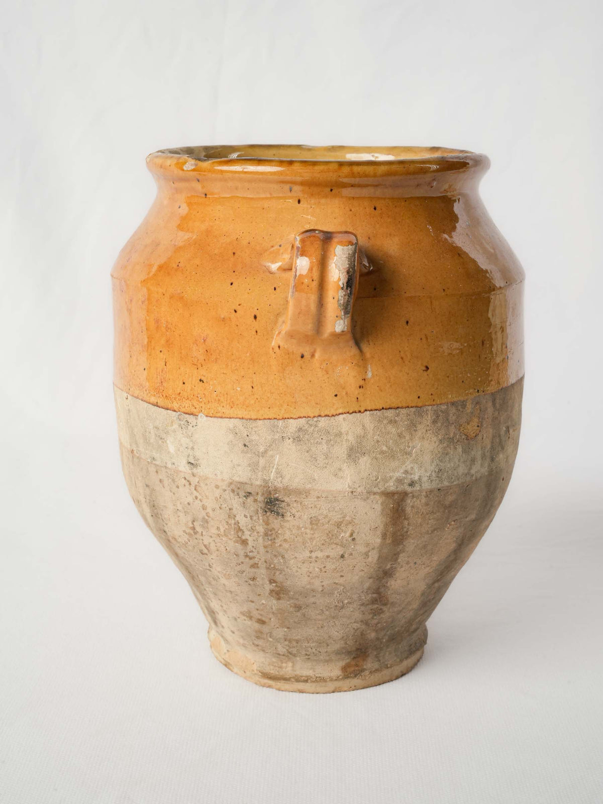 Antique French Ochre-Glazed Terracotta Confit Pot -9"