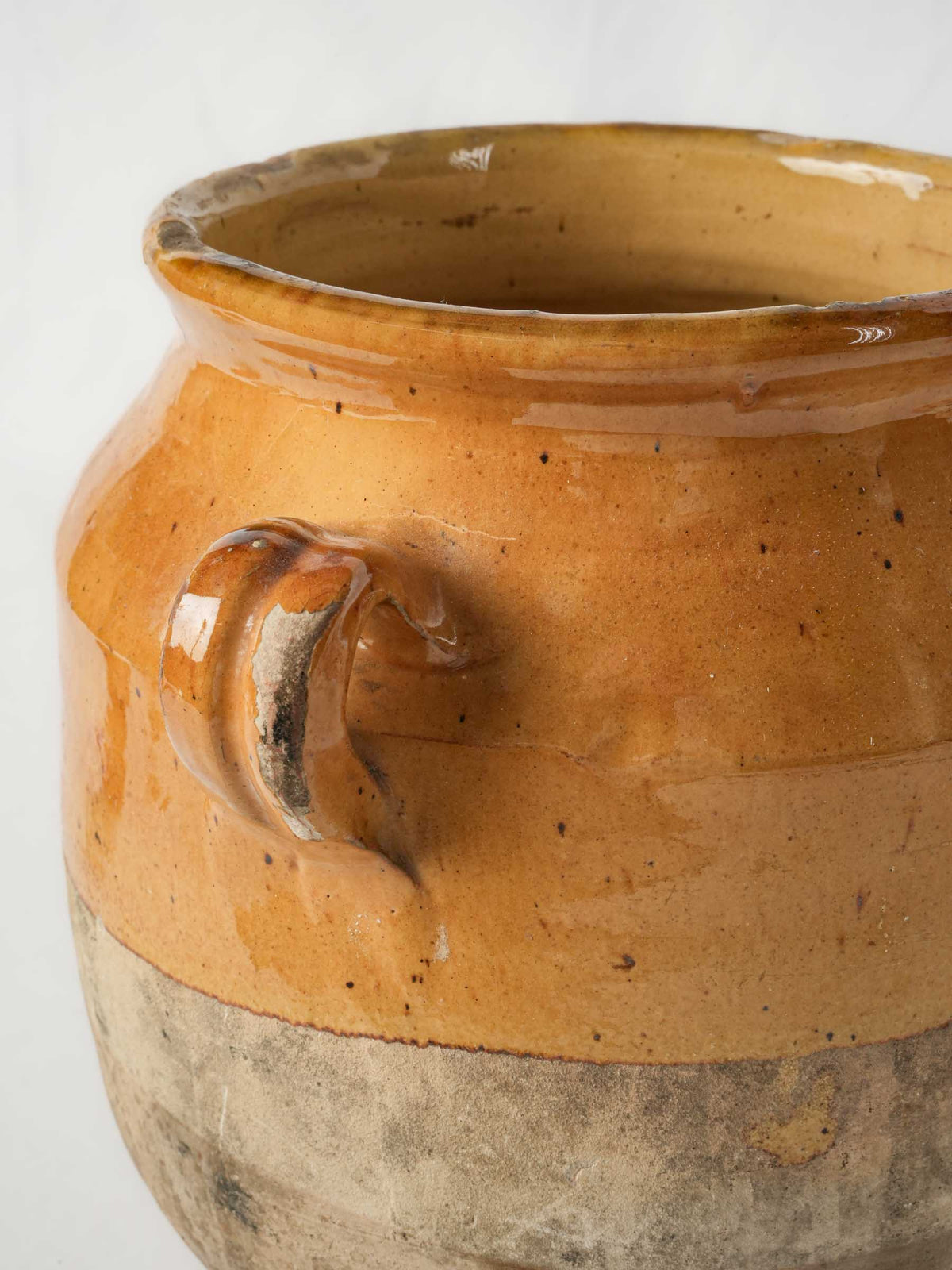 Antique French Ochre-Glazed Terracotta Confit Pot -9"