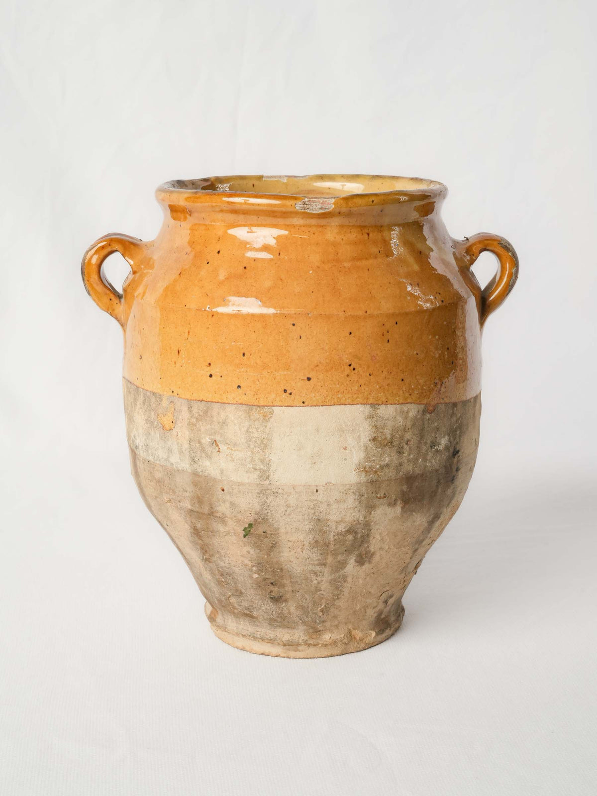 Antique French Ochre-Glazed Terracotta Confit Pot -9"