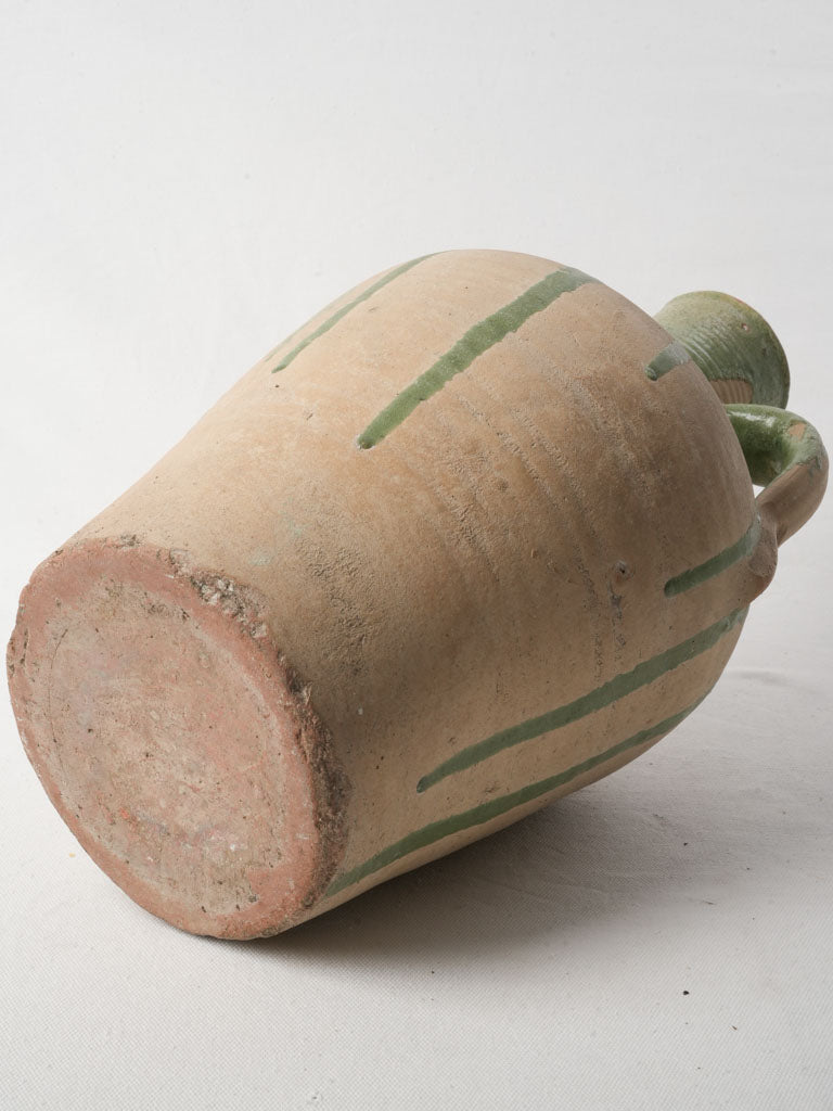 Spanish 19th-Century Terracotta Jug W/ Striking Green Glaze Drips - 16½"